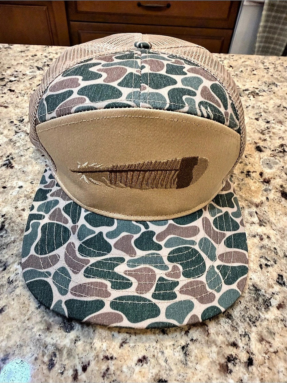 Roost Men's Camo Trucker Hat Green Brown